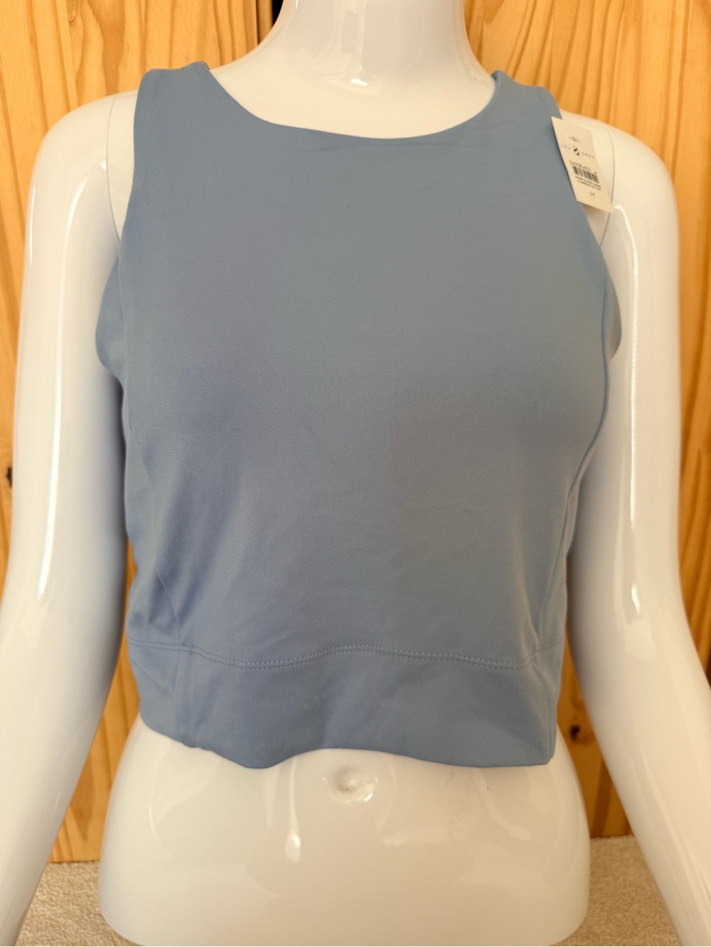 Lou & Grey Women’s Cropped Tank Bra Top Sports Bra Blue Gray Medium